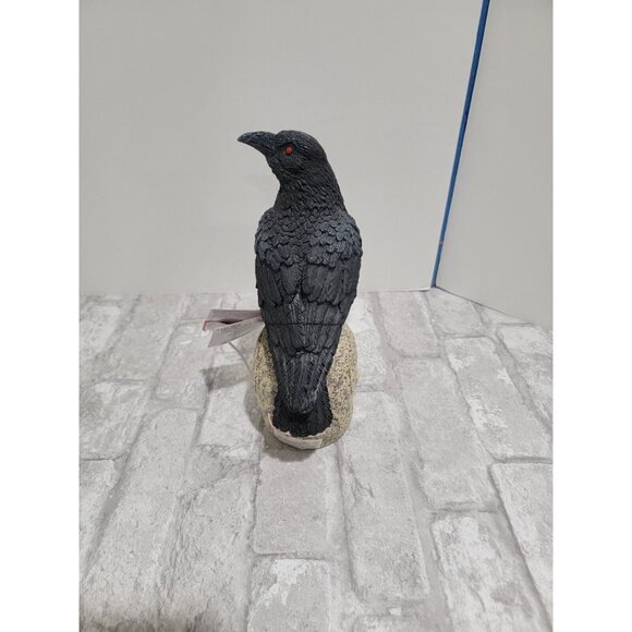 Raven on Skull LED Illuminated Eyes 9" Tall Spooky Village New Home Decor - Picture 10 of 12